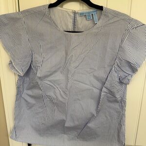 Blue and White Striped Blouse
